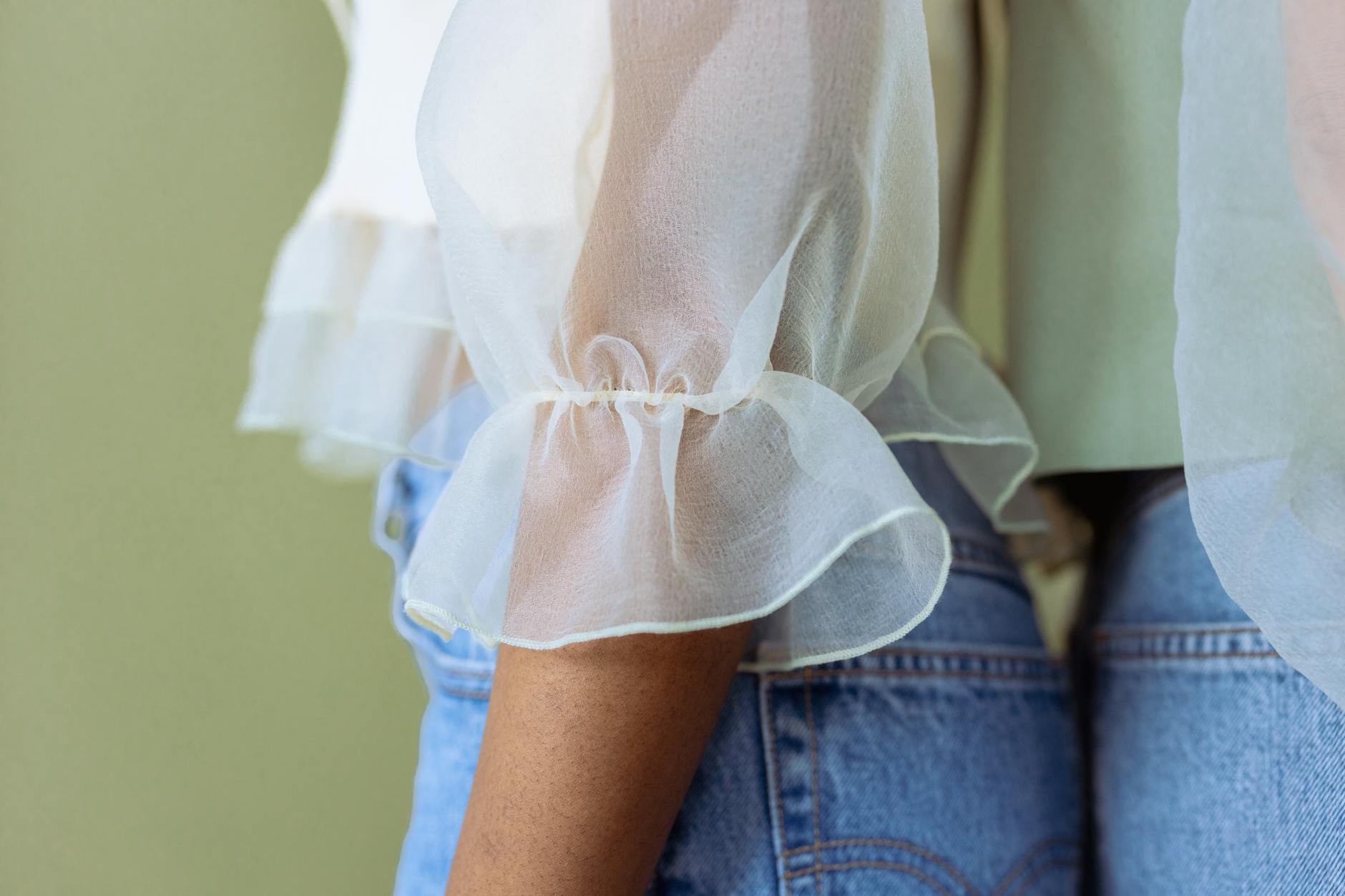 Sheer Blouse Over Silk Camisole Outfit