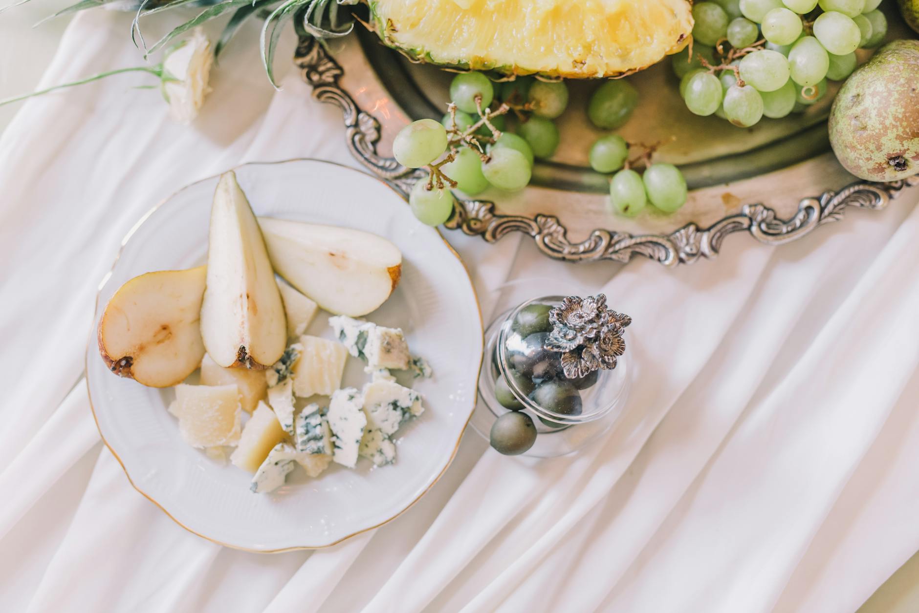 Pear Slices Ricotta Cheese Healthy Snack