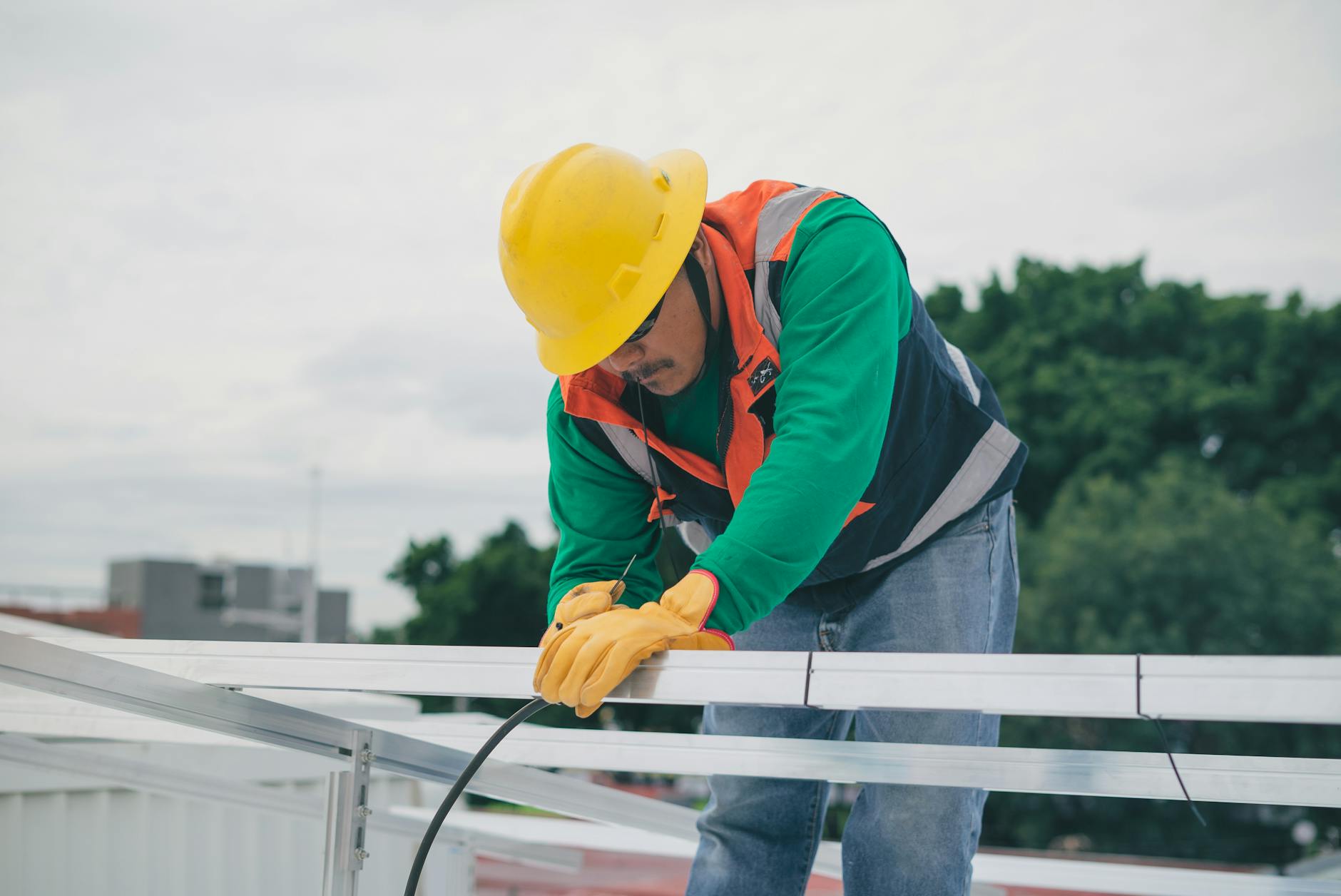 Worker Installing Skylight