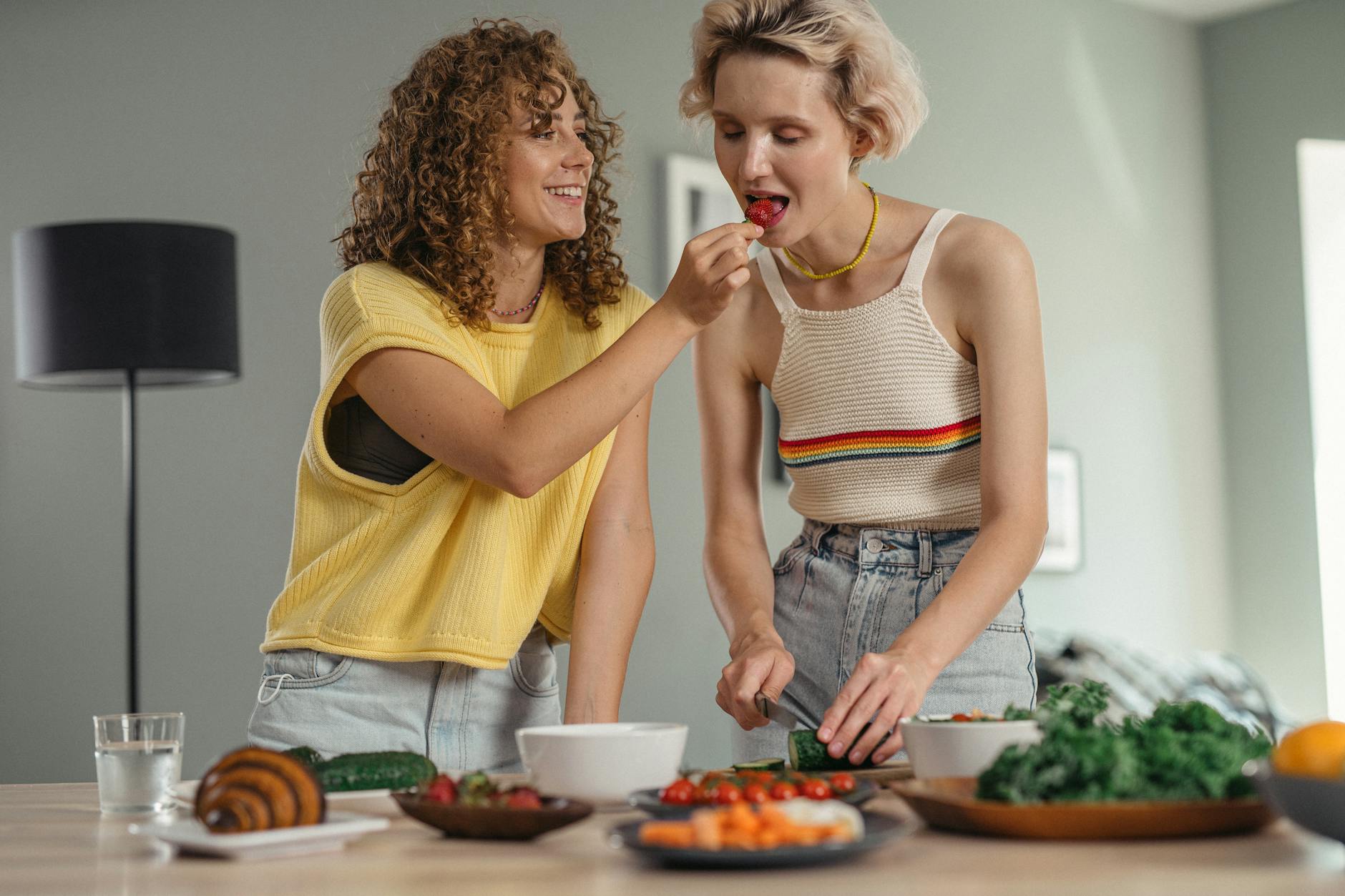 Lesbian Couples Cooking Together