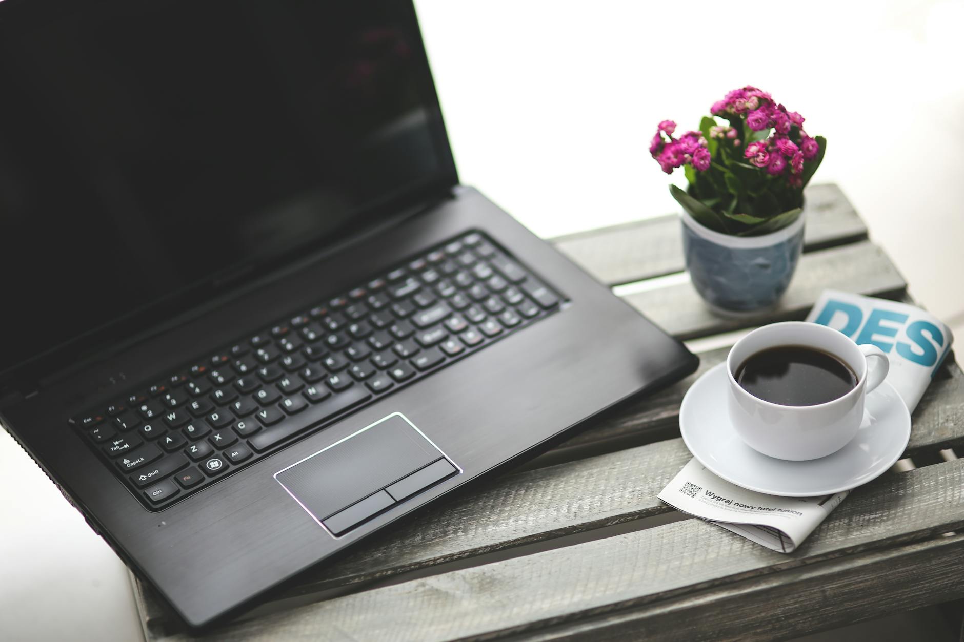 Laptop And Coffee Cup