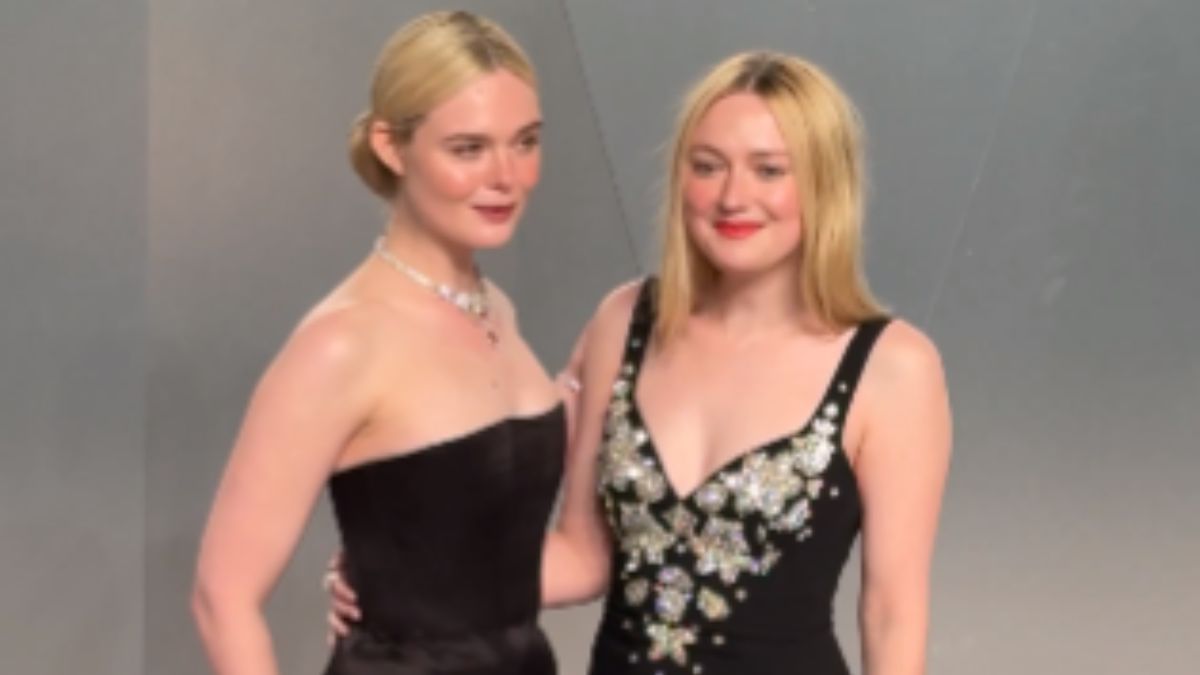 Elle Fanning, 27, And Dakota Fanning, 32, Make Body-Skimming Black Gowns With Plunging Cuts The Ultimate Red Carpet Power Move