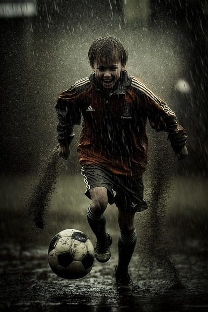 Child Athlete In Rain