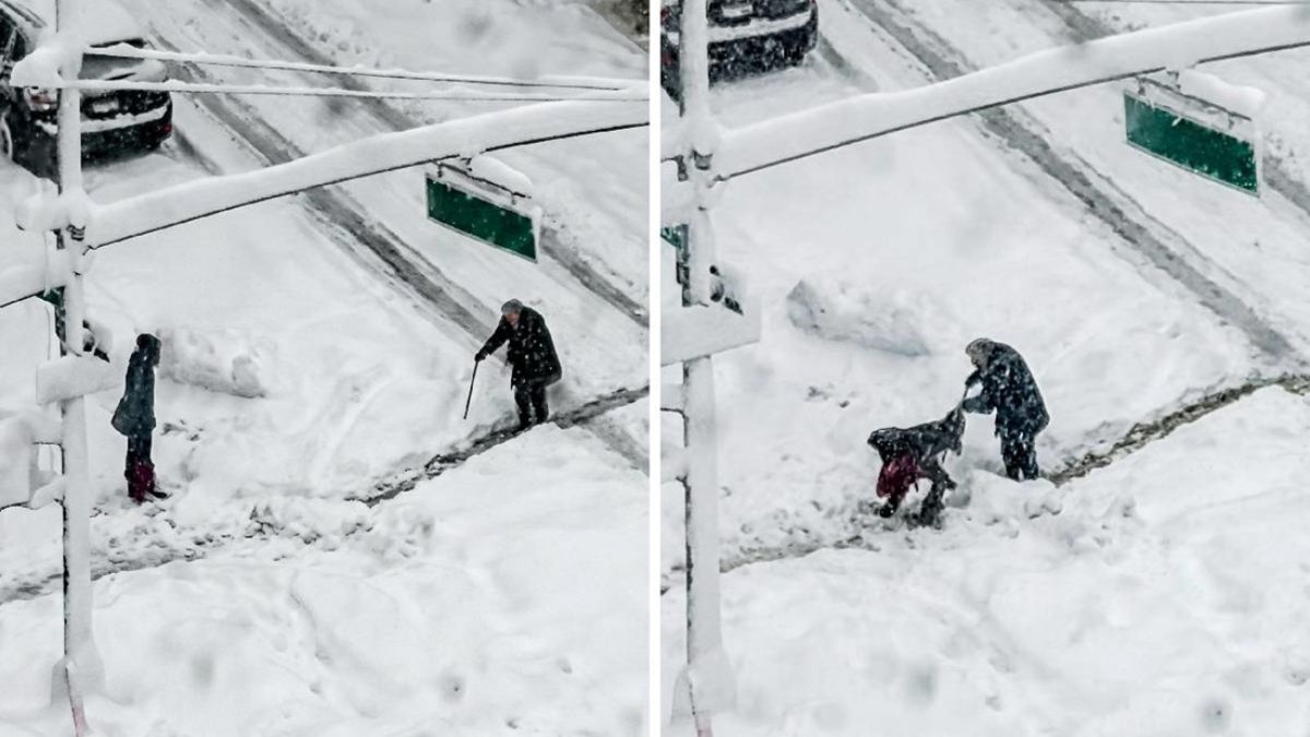A New Yorker Cleared Snow With Her Bare Hands During a Blizzard to Help an Elderly Woman Cross the Street
