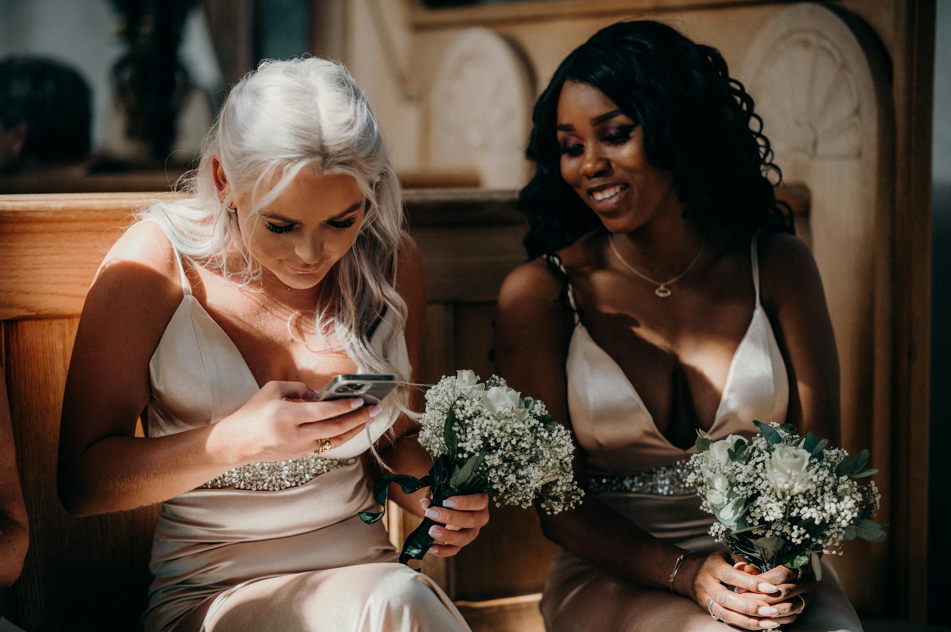 Bridesmaids With Phones