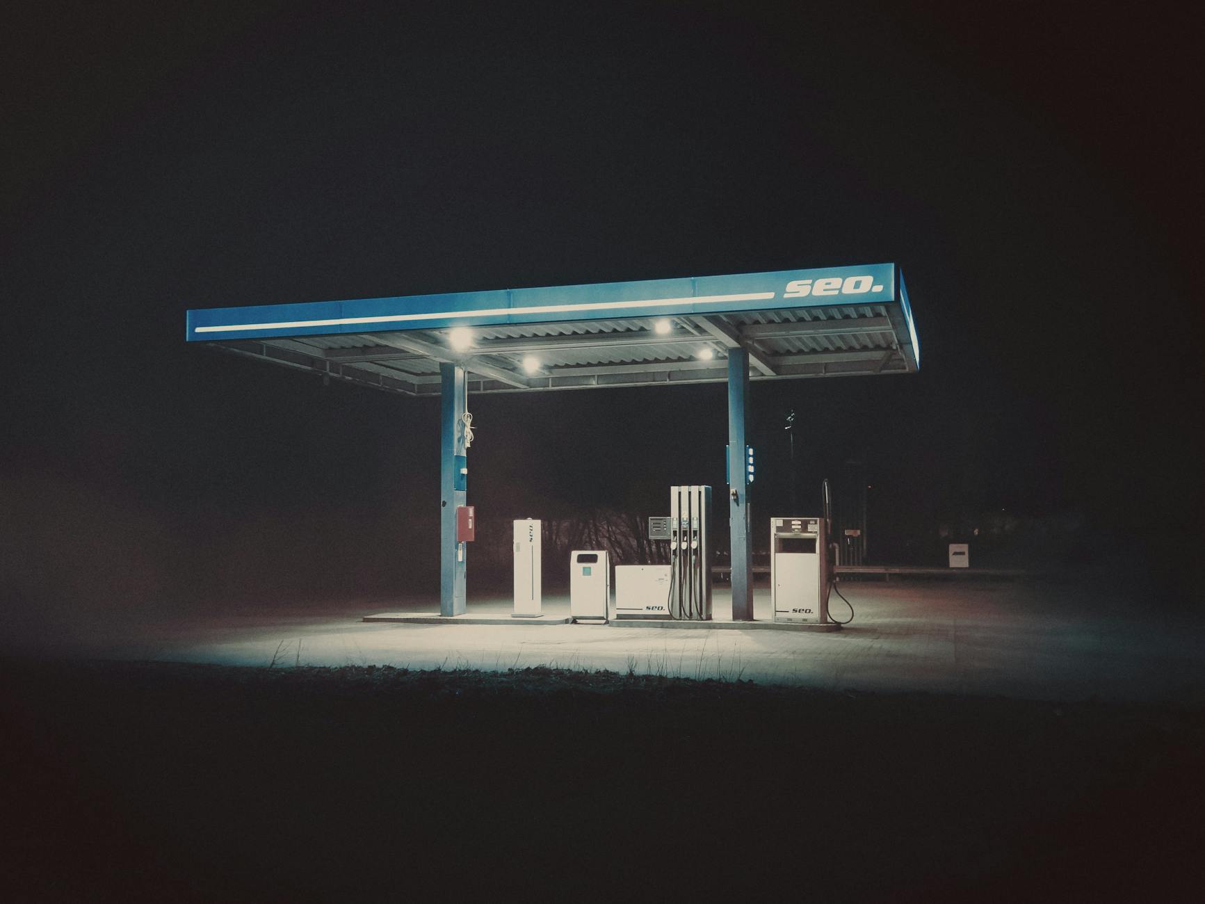 Nighttime Complacency Gas Station