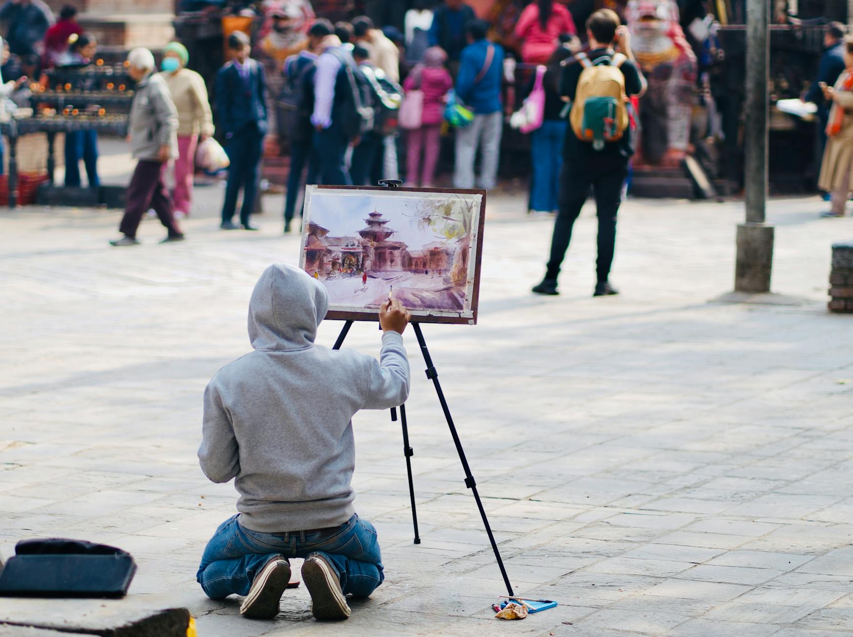 Tourists At Temples