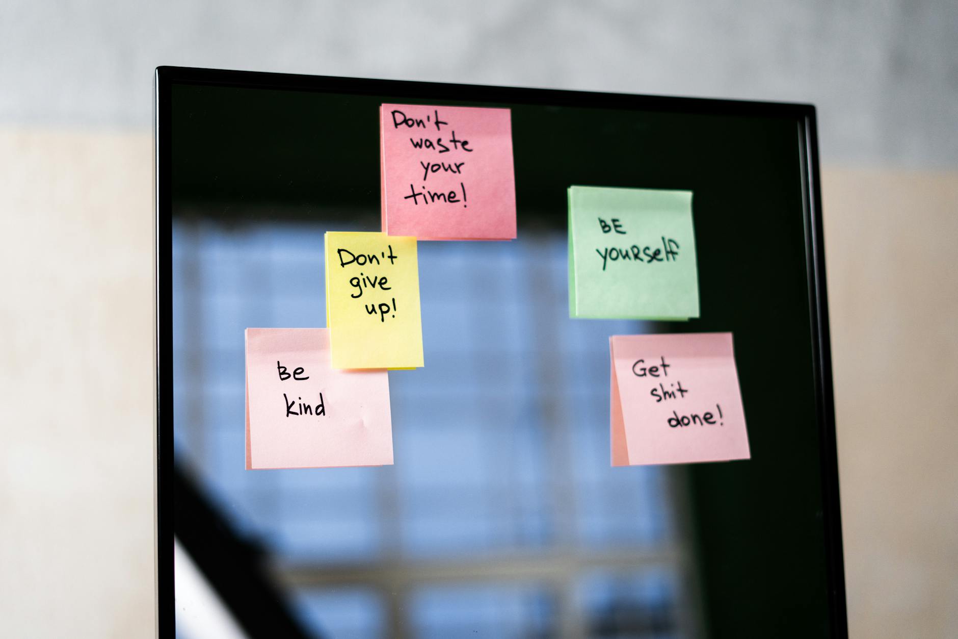 Mirror With Sticky Notes