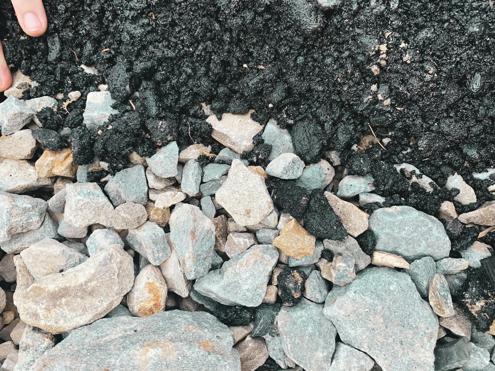 Rocks piles on ground