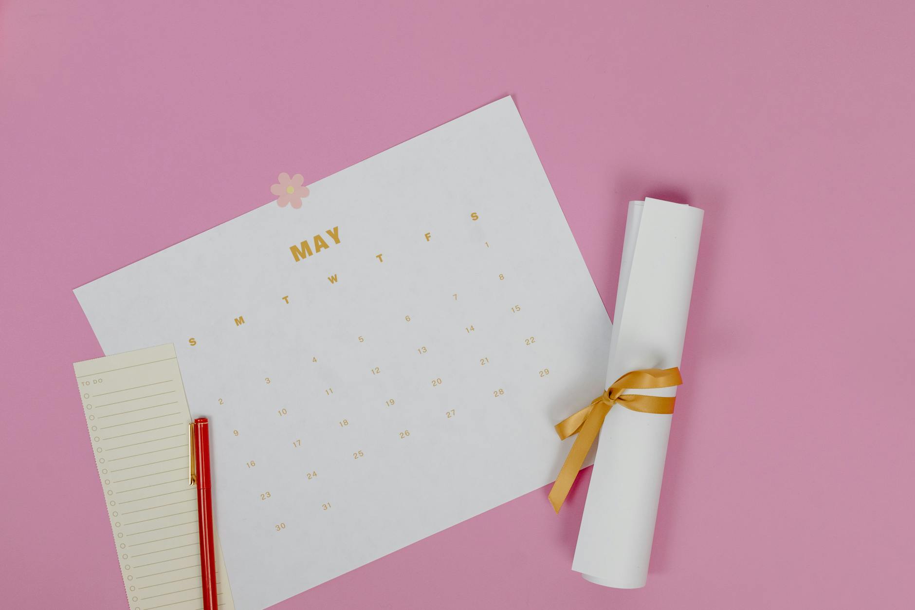 Calendar on Colored Paper