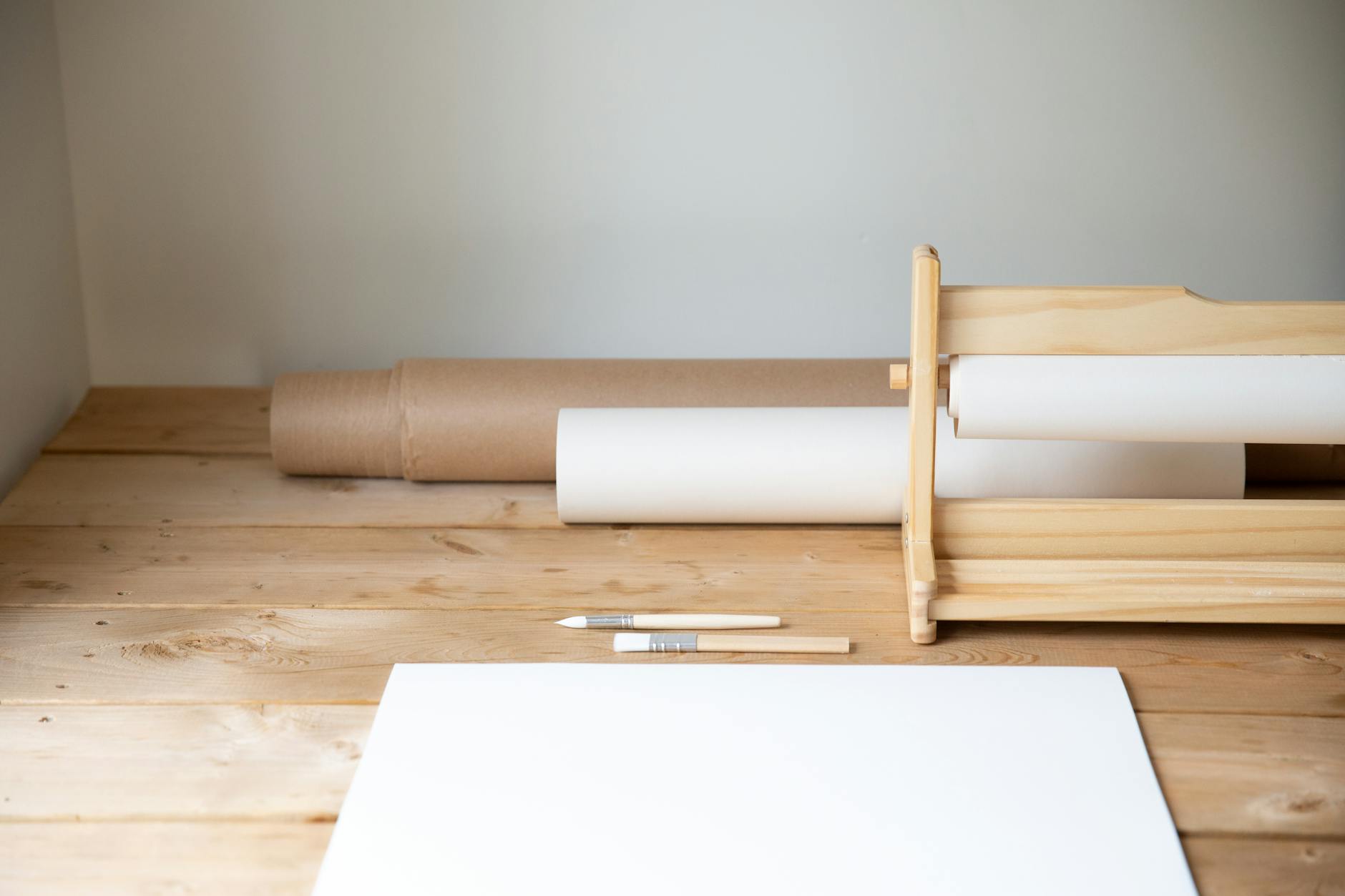 Empty Workspace With Art Supplies