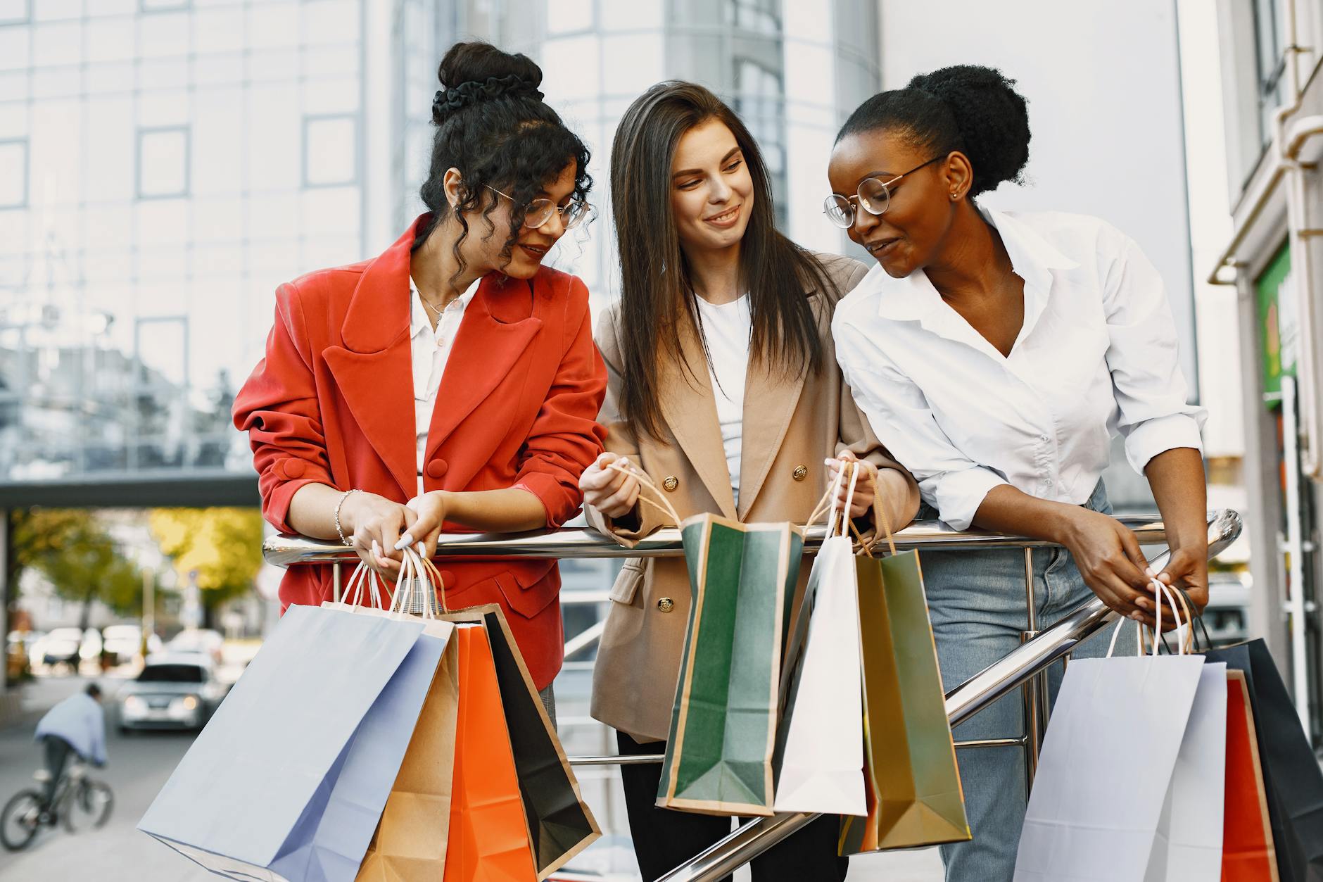 group of women in shopping mall